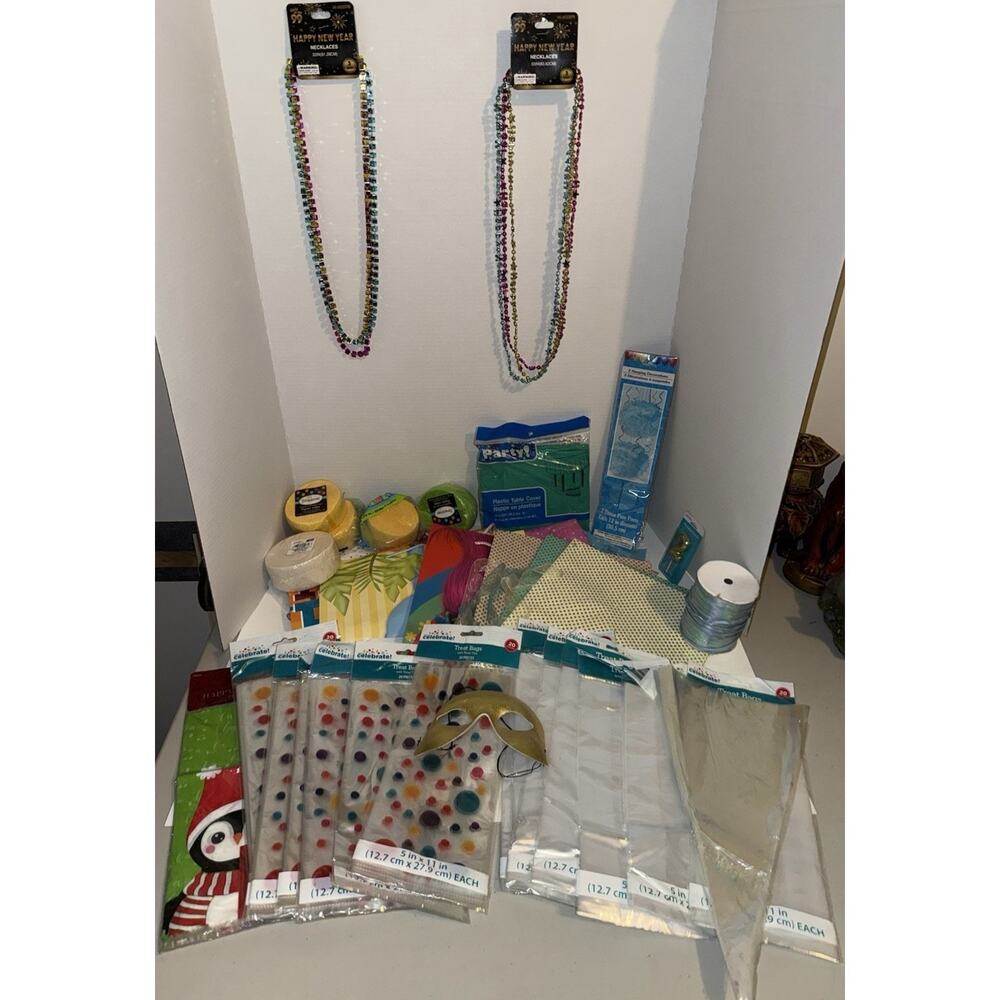 Celebrate PILE! Craft Supplies Lot Treat Bags Beads Mask Ribbon Decorations